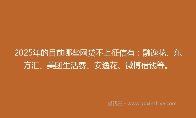 2025年的目前哪些网贷不上征信有：融逸花、东方汇、美团生活费、安逸花、微博借钱等。