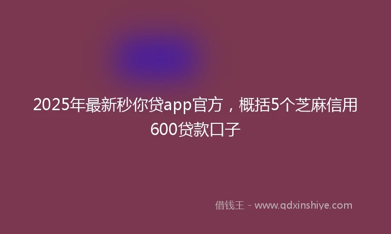 2025年最新秒你贷app官方，概括5个芝麻信用600贷款口子