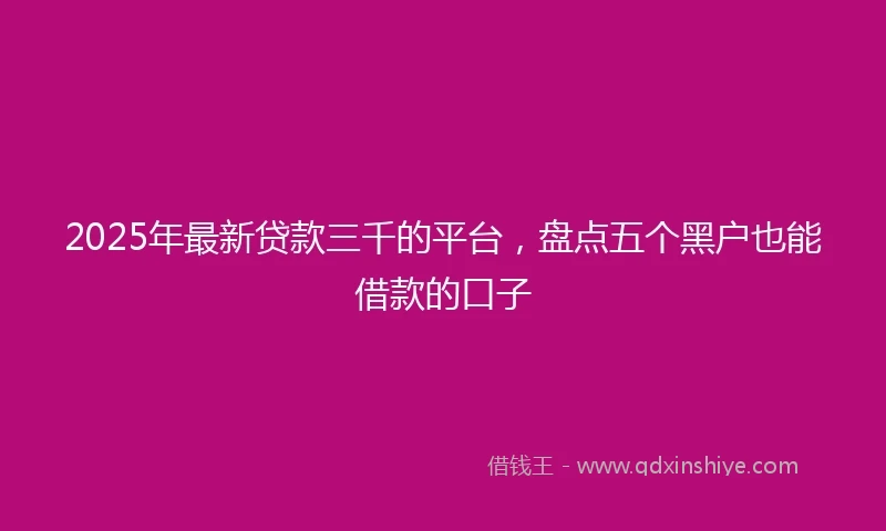 2025年最新贷款三千的平台，盘点五个黑户也能借款的口子