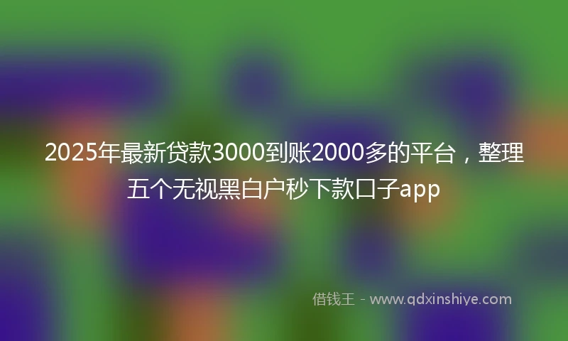 2025年最新贷款3000到账2000多的平台，整理五个无视黑白户秒下款口子app