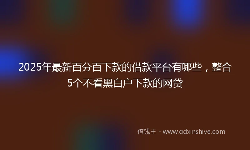 2025年最新百分百下款的借款平台有哪些，整合5个不看黑白户下款的网贷