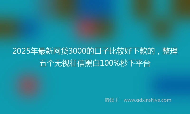 2025年最新网贷3000的口子比较好下款的，整理五个无视征信黑白100%秒下平台