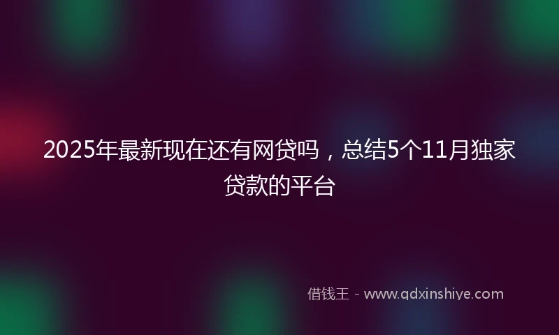 2025年最新现在还有网贷吗，总结5个11月独家贷款的平台