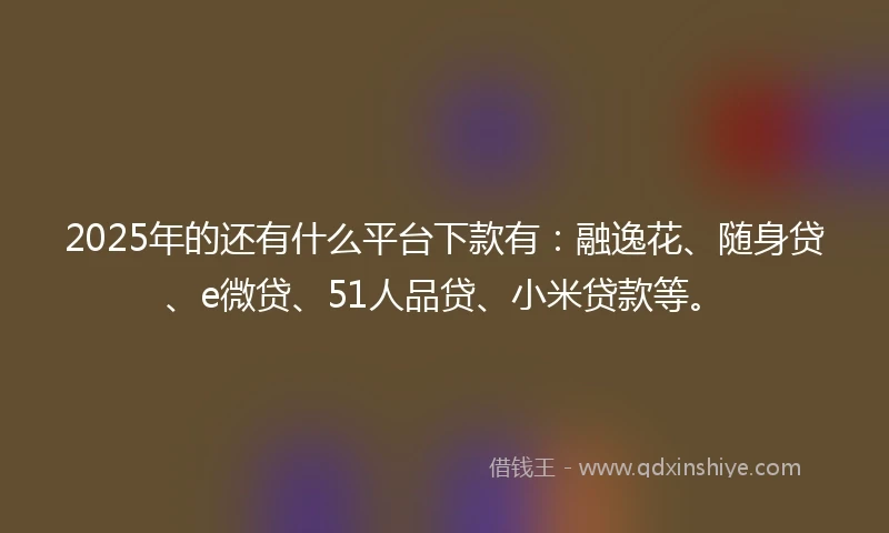 2025年的还有什么平台下款有：融逸花、随身贷、e微贷、51人品贷、小米贷款等。