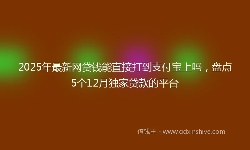 2025年最新网贷钱能直接打到支付宝上吗，盘点5个12月独家贷款的平台
