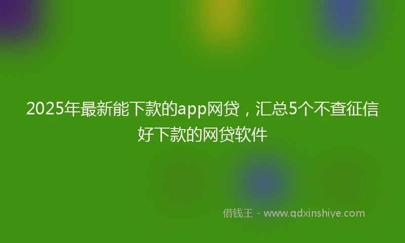 2025年最新能下款的app网贷，汇总5个不查征信好下款的网贷软件