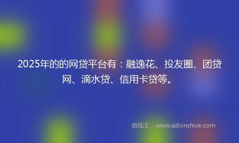 2025年的的网贷平台有：融逸花、投友圈、团贷网、滴水贷、信用卡贷等。