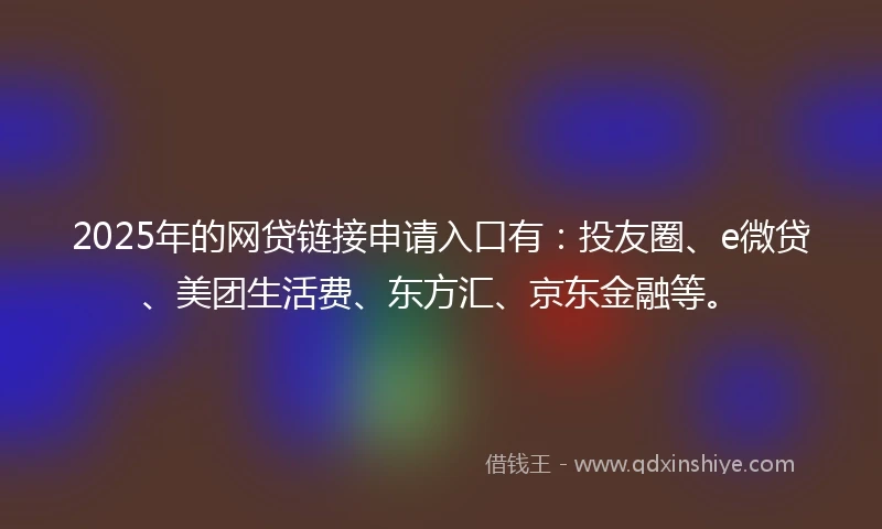 2025年的网贷链接申请入口有：投友圈、e微贷、美团生活费、东方汇、京东金融等。