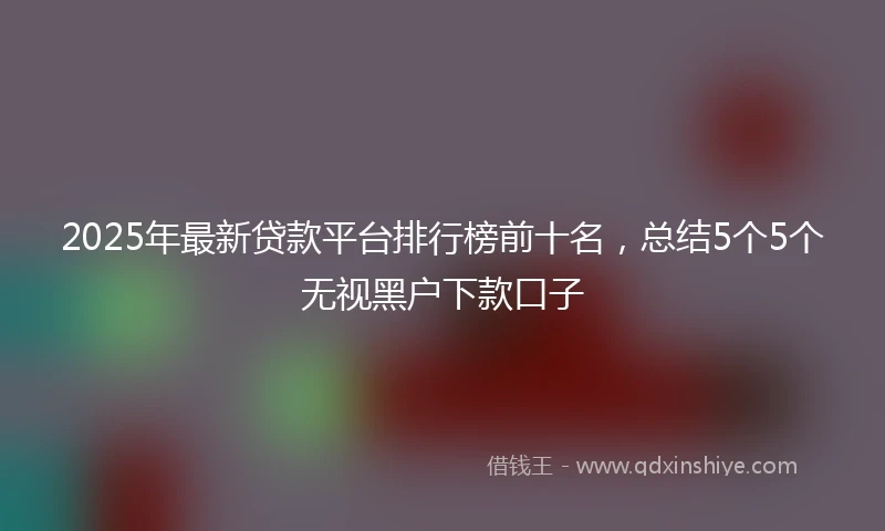 2025年最新贷款平台排行榜前十名，总结5个5个无视黑户下款口子