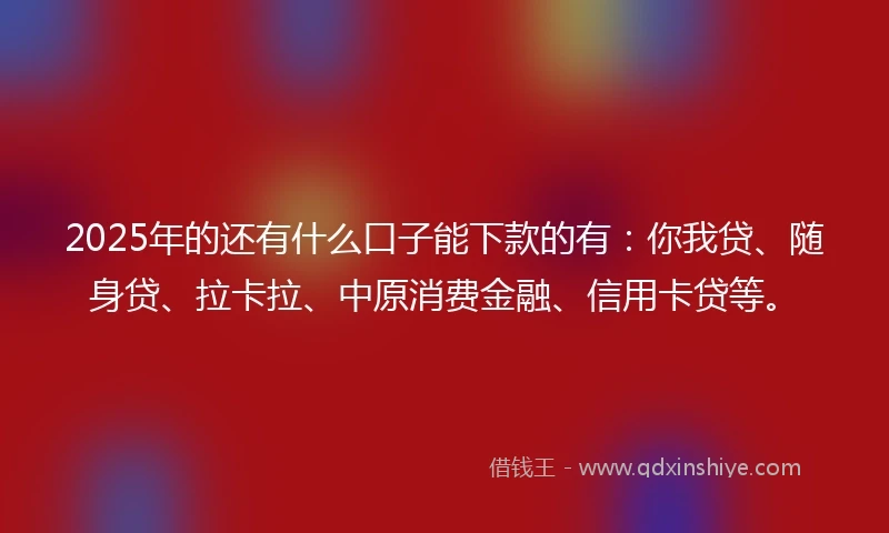 2025年的还有什么口子能下款的有:你我贷、随身贷、拉卡拉、中原消费金融、信用卡贷等。