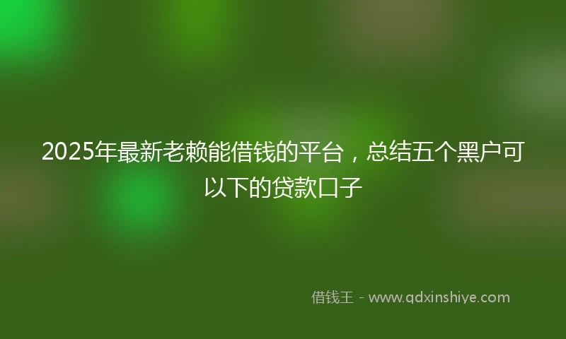 2025年最新老赖能借钱的平台，总结五个黑户可以下的贷款口子