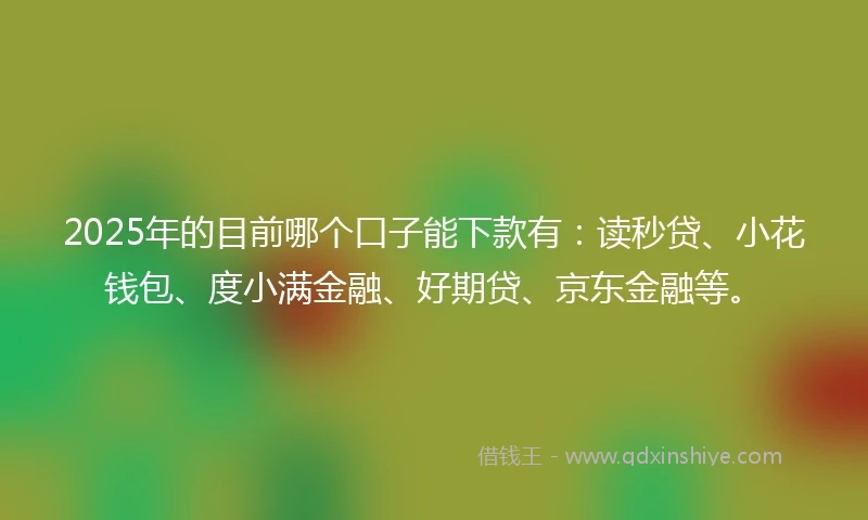 2025年的目前哪个口子能下款有：读秒贷、小花钱包、度小满金融、好期贷、京东金融等。