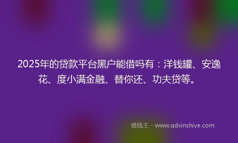 2025年的贷款平台黑户能借吗有：洋钱罐、安逸花、度小满金融、替你还、功夫贷等。