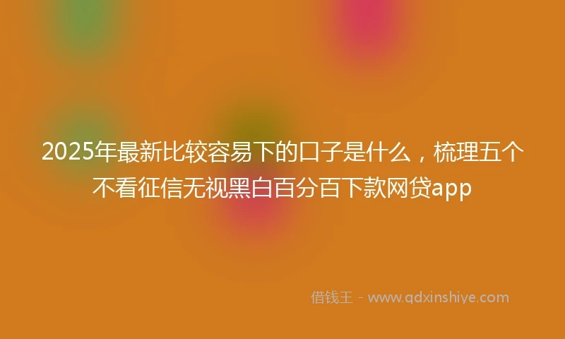 2025年最新比较容易下的口子是什么，梳理五个不看征信无视黑白百分百下款网贷app