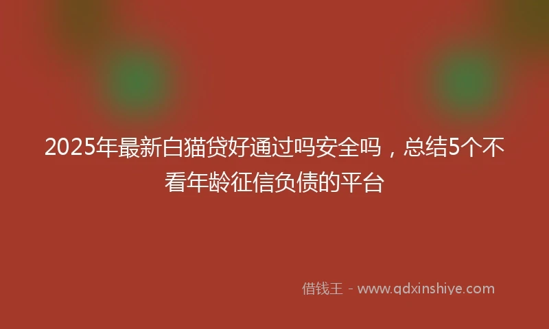 2025年最新白猫贷好通过吗安全吗，总结5个不看年龄征信负债的平台