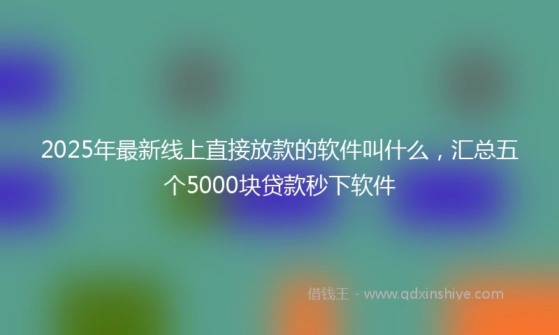 2025年最新线上直接放款的软件叫什么，汇总五个5000块贷款秒下软件