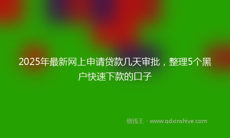2025年最新网上申请贷款几天审批，整理5个黑户快速下款的口子