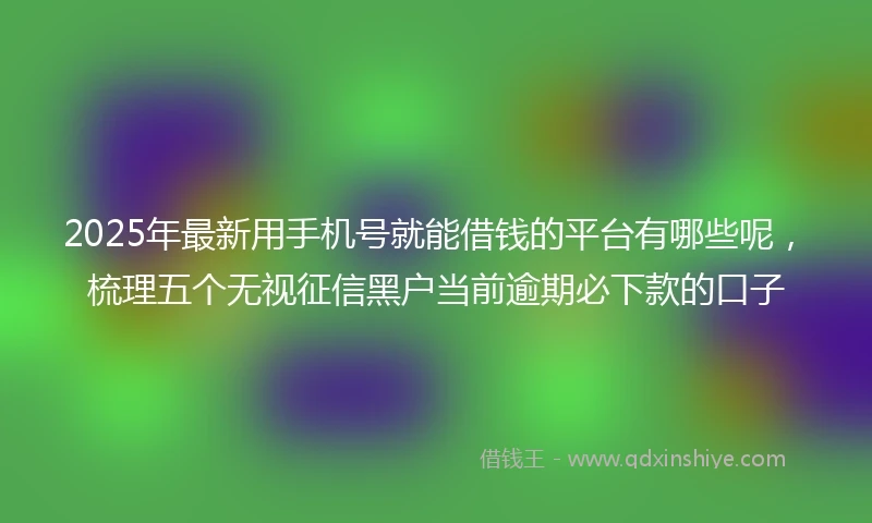 2025年最新用手机号就能借钱的平台有哪些呢，梳理五个无视征信黑户当前逾期必下款的口子