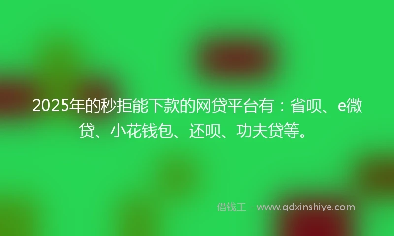 2025年的秒拒能下款的网贷平台有：省呗、e微贷、小花钱包、还呗、功夫贷等。