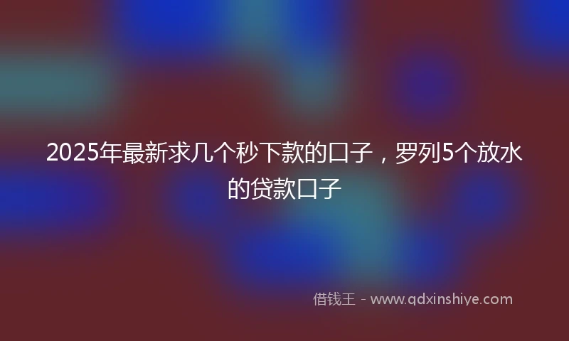 2025年最新求几个秒下款的口子，罗列5个放水的贷款口子