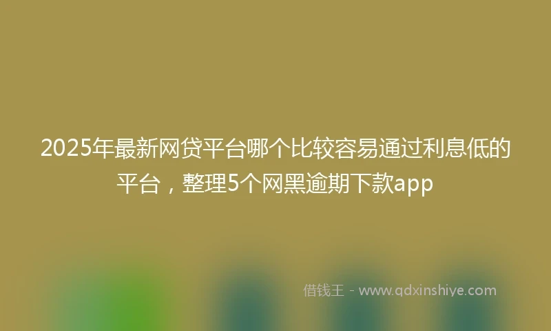 2025年最新网贷平台哪个比较容易通过利息低的平台，整理5个网黑逾期下款app