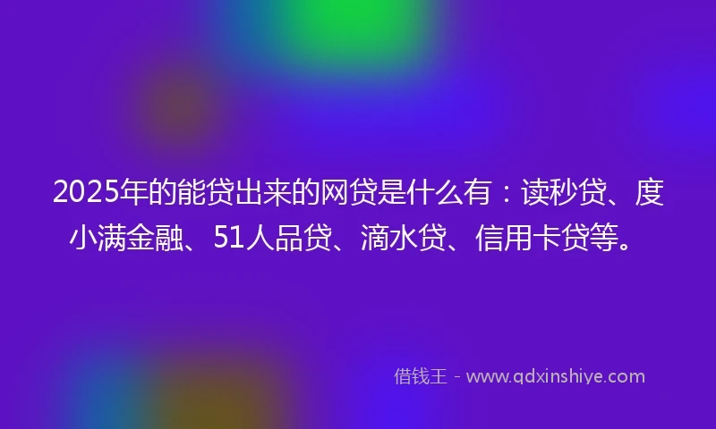 2025年的能贷出来的网贷是什么有：读秒贷、度小满金融、51人品贷、滴水贷、信用卡贷等。