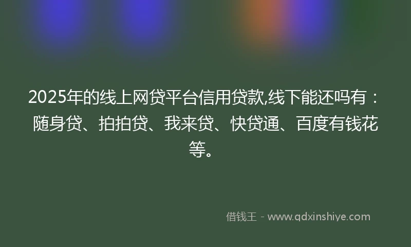 2025年的线上网贷平台信用贷款,线下能还吗有：随身贷、拍拍贷、我来贷、快贷通、百度有钱花等。