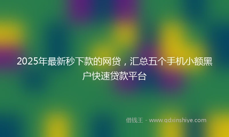 2025年最新秒下款的网贷，汇总五个手机小额黑户快速贷款平台