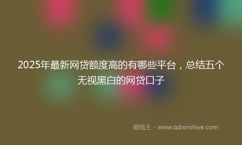 2025年最新网贷额度高的有哪些平台，总结五个无视黑白的网贷口子