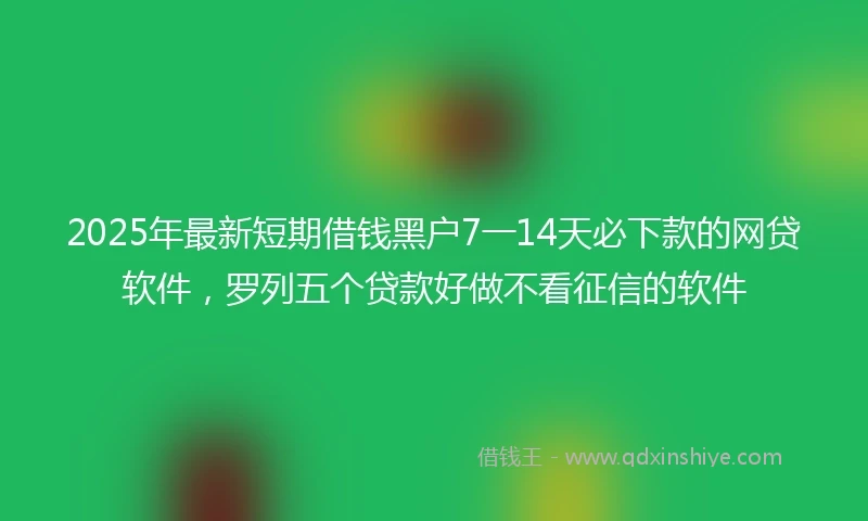 2025年最新短期借钱黑户7一14天必下款的网贷软件，罗列五个贷款好做不看征信的软件