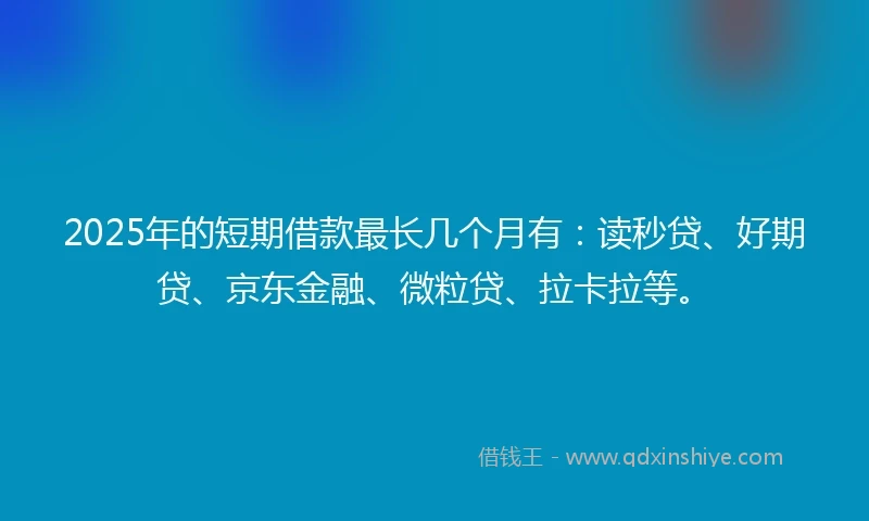 2025年的短期借款最长几个月有：读秒贷、好期贷、京东金融、微粒贷、拉卡拉等。