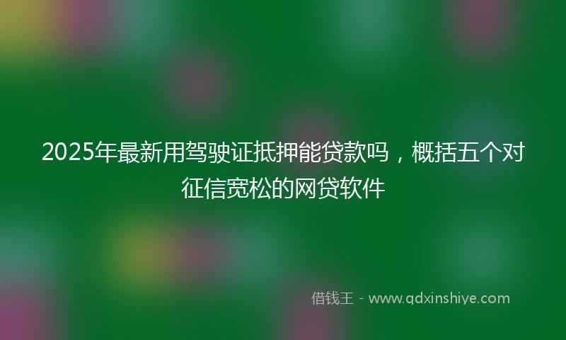 2025年最新用驾驶证抵押能贷款吗，概括五个对征信宽松的网贷软件