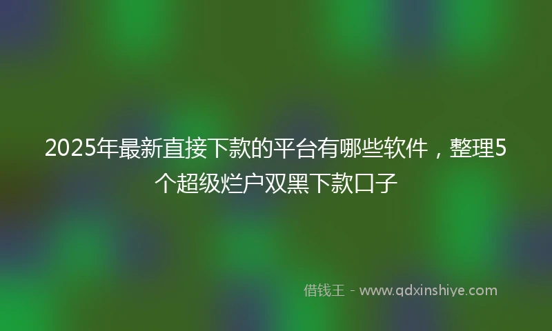 2025年最新直接下款的平台有哪些软件，整理5个超级烂户双黑下款口子