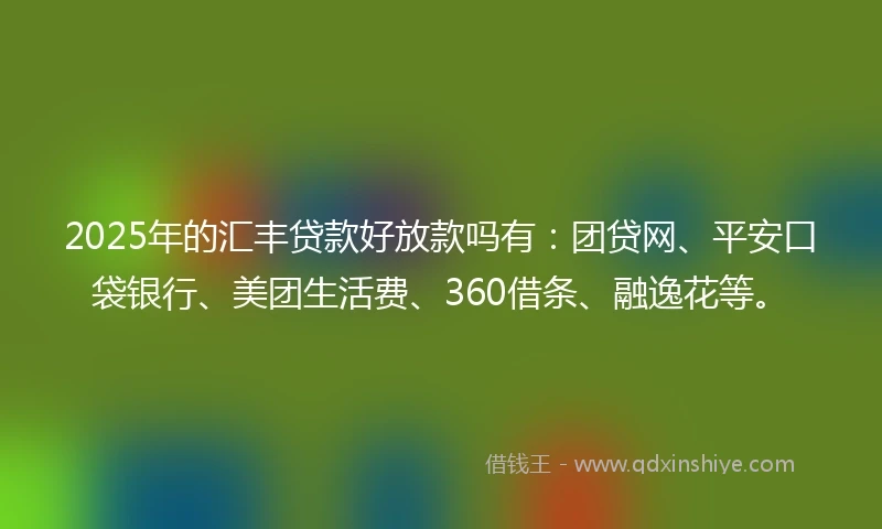 2025年的汇丰贷款好放款吗有：团贷网、平安口袋银行、美团生活费、360借条、融逸花等。