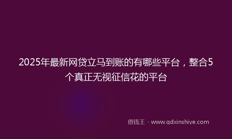 2025年最新网贷立马到账的有哪些平台，整合5个真正无视征信花的平台