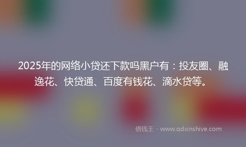 2025年的网络小贷还下款吗黑户有：投友圈、融逸花、快贷通、百度有钱花、滴水贷等。