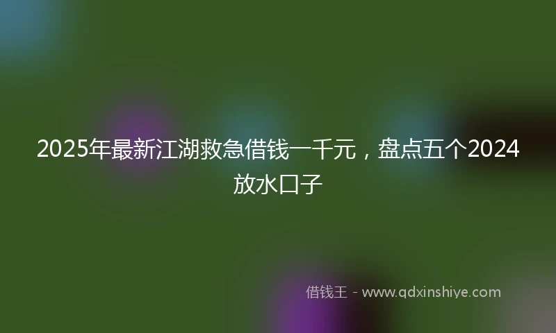 2025年最新江湖救急借钱一千元，盘点五个2024放水口子