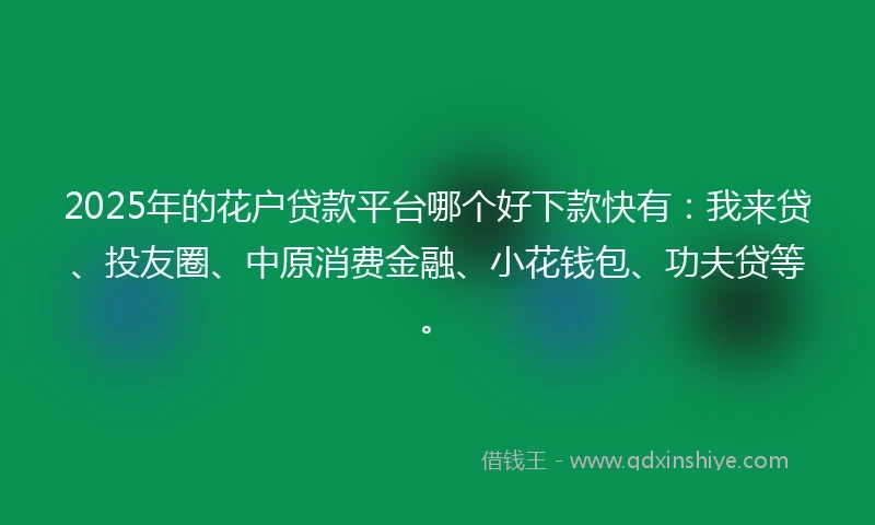 2025年的花户贷款平台哪个好下款快有：我来贷、投友圈、中原消费金融、小花钱包、功夫贷等。