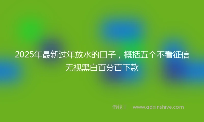 2025年最新过年放水的口子，概括五个不看征信无视黑白百分百下款