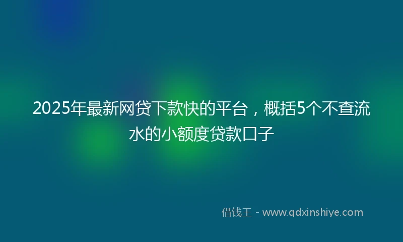 2025年最新网贷下款快的平台，概括5个不查流水的小额度贷款口子
