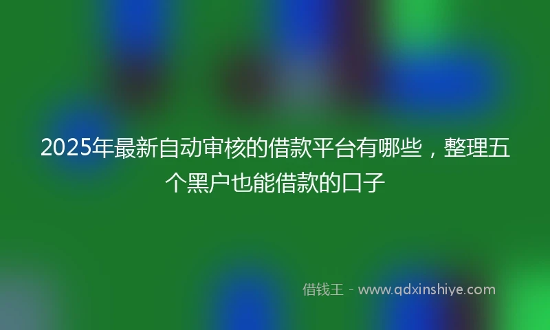 2025年最新自动审核的借款平台有哪些，整理五个黑户也能借款的口子