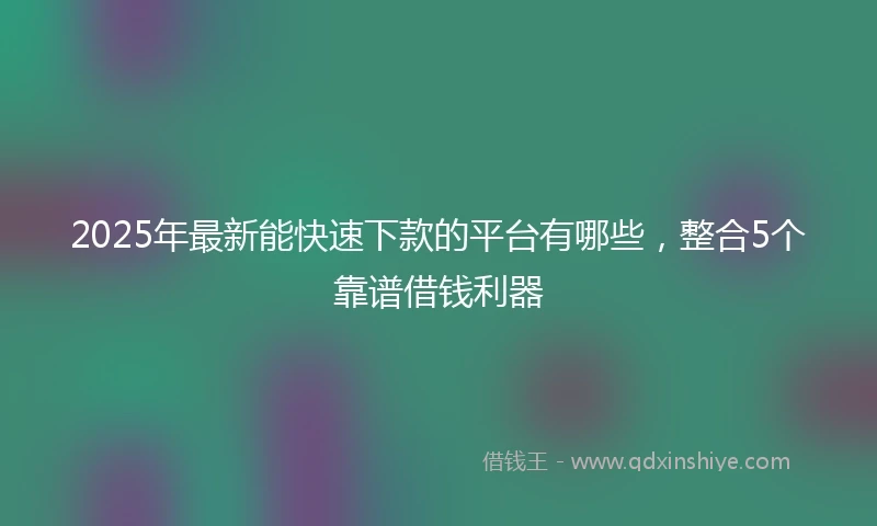 2025年最新能快速下款的平台有哪些，整合5个靠谱借钱利器