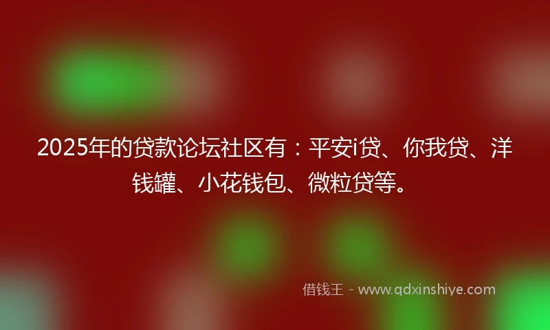 2025年的贷款论坛社区有：平安i贷、你我贷、洋钱罐、小花钱包、微粒贷等。