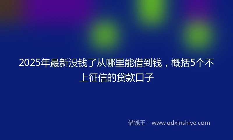 2025年最新没钱了从哪里能借到钱，概括5个不上征信的贷款口子