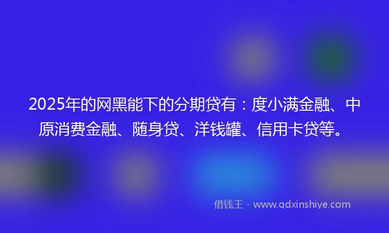 2025年的网黑能下的分期贷有：度小满金融、中原消费金融、随身贷、洋钱罐、信用卡贷等。