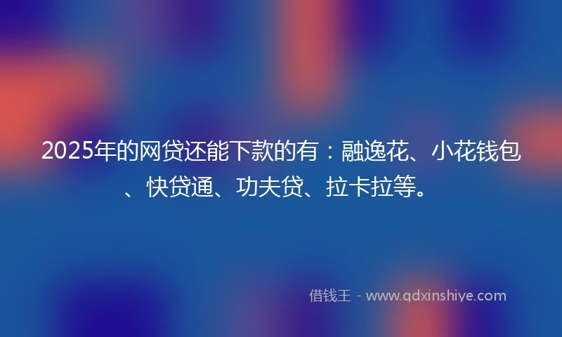 2025年的网贷还能下款的有:融逸花、小花钱包、快贷通、功夫贷、拉卡拉等。