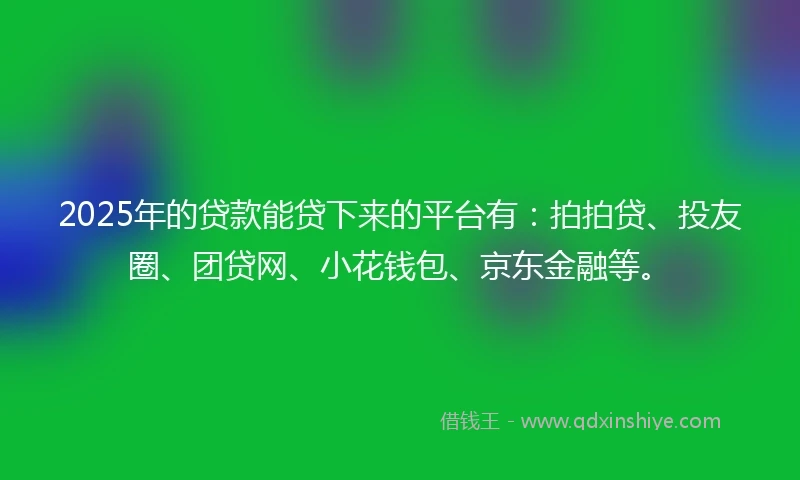 2025年的贷款能贷下来的平台有：拍拍贷、投友圈、团贷网、小花钱包、京东金融等。