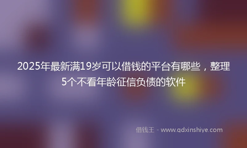 2025年最新满19岁可以借钱的平台有哪些，整理5个不看年龄征信负债的软件