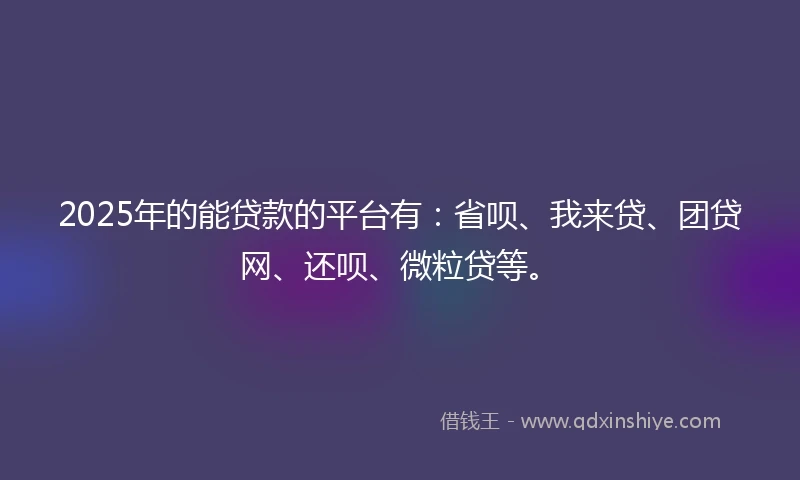 2025年的能贷款的平台有：省呗、我来贷、团贷网、还呗、微粒贷等。