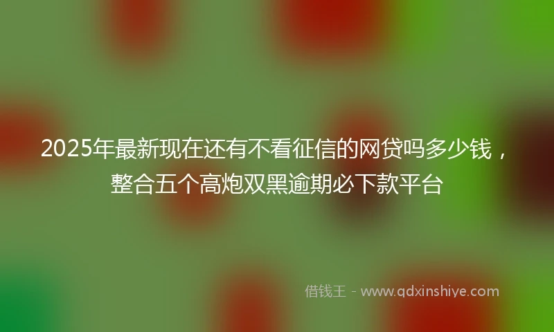 2025年最新现在还有不看征信的网贷吗多少钱，整合五个高炮双黑逾期必下款平台